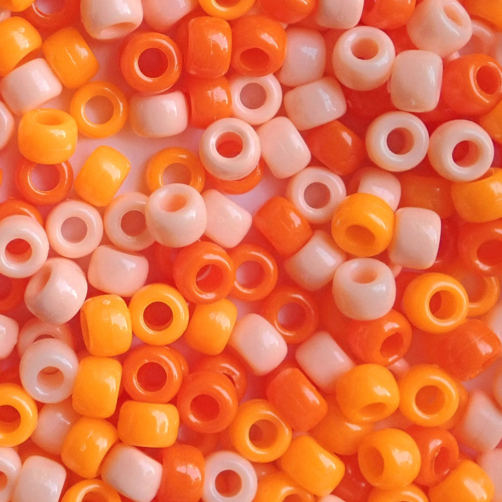 Orange Vibes Mix Plastic Pony Beads 6 x 9mm, 500 beads