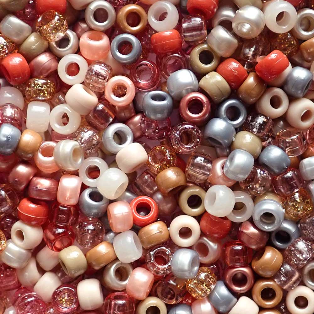 Boho Glam Earth Tones Mix Plastic Pony Beads, 6x9mm, 500 beads