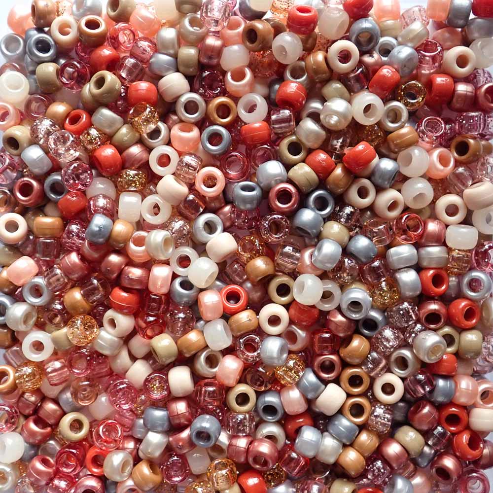 Boho Glam Earth Tones Mix Plastic Pony Beads, 6x9mm, 500 beads