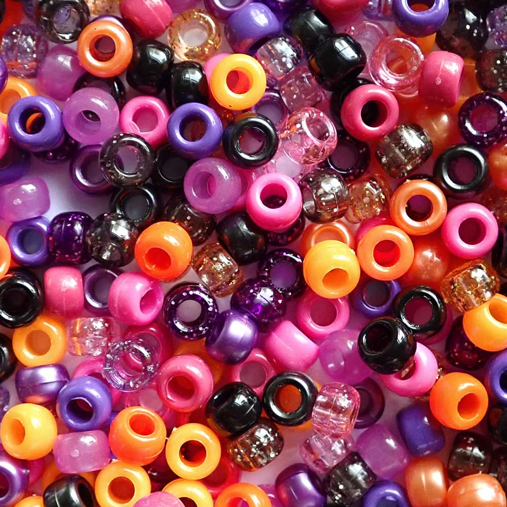 Halloween Sugar Rush Plastic Pony Beads, 6 x 9mm, 500 beads