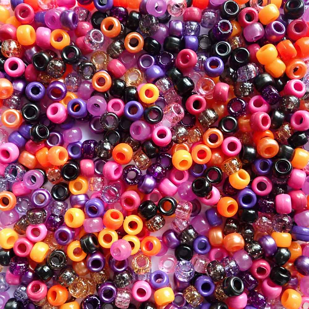 Halloween Sugar Rush Plastic Pony Beads, 6 x 9mm, 500 beads