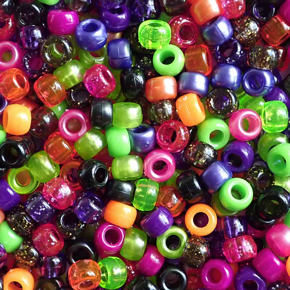 Halloween Monster Mix Plastic Pony Beads, 6 x 9mm, 500 beads