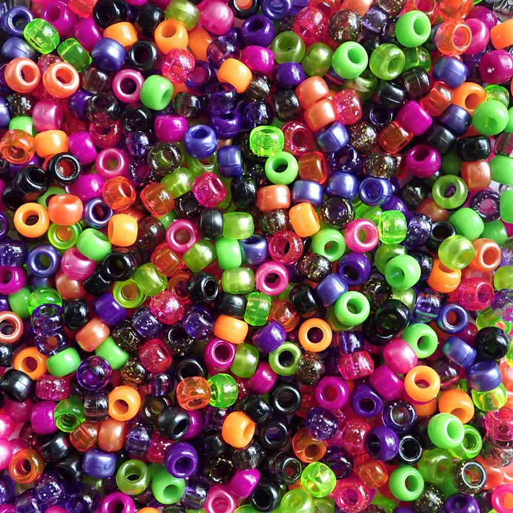 Halloween Monster Mix Plastic Pony Beads, 6 x 9mm, 500 beads