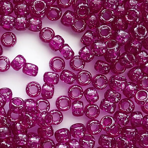 Dark Magenta Pink Glitter Plastic Pony Beads 6 x 9mm, 500 beads
