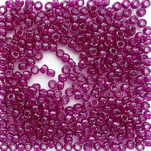 Dark Magenta Pink Glitter Plastic Pony Beads 6 x 9mm, 500 beads