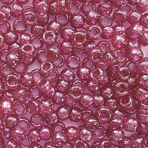 fuchsia glitter 6 x 9mm plastic pony beads