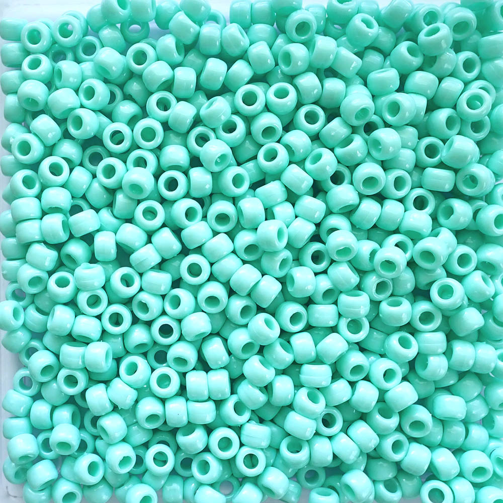 Seafoam Opaque Plastic Pony Beads 6 x 9mm, about 100 beads
