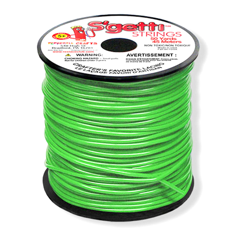 S&#39;getti Plastic Cord (non-stretch), Neon Green, 1.8mm Thick, 50 yards (150 ft)