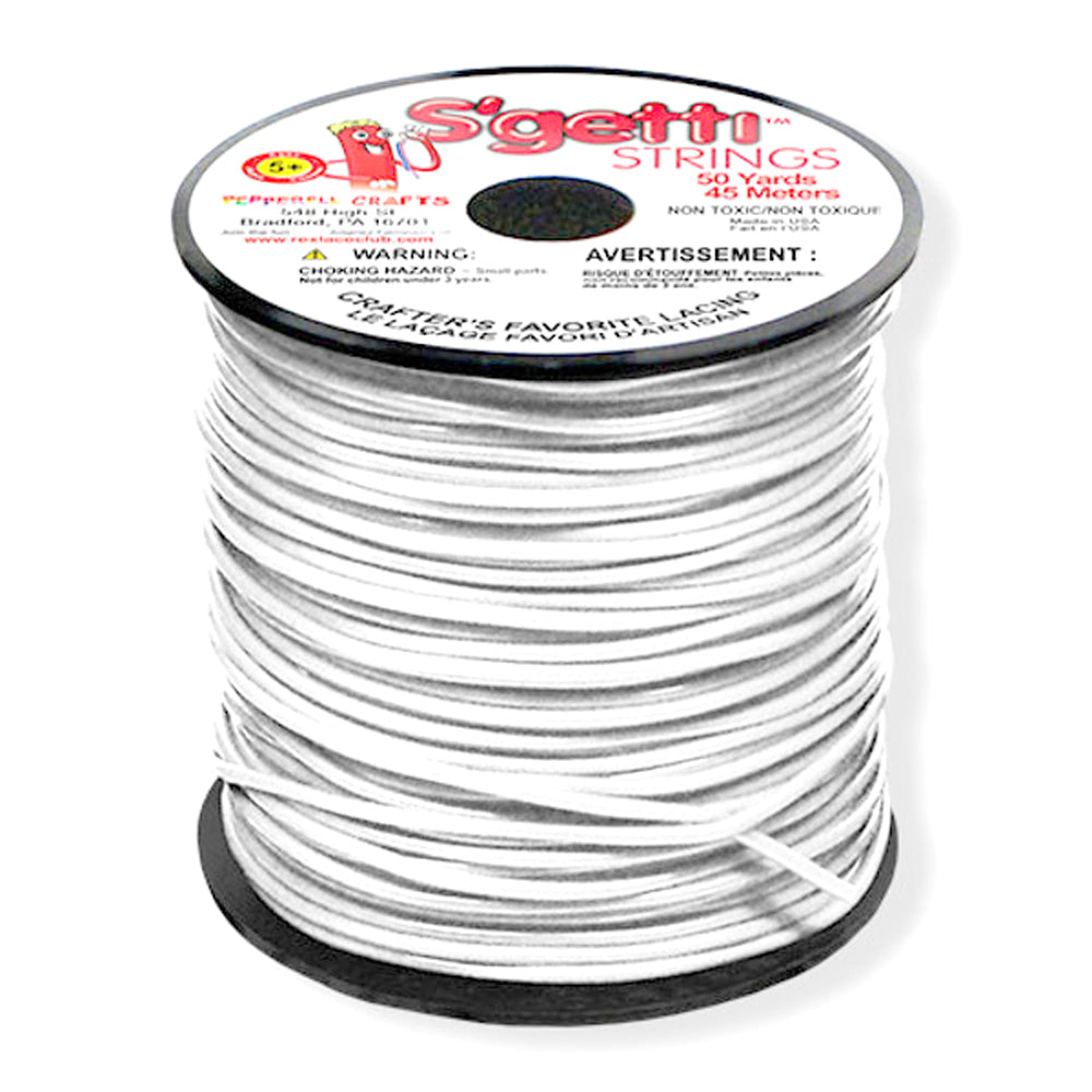 S'getti Plastic Cord (non-stretch), White, 1.8mm Thick, 50 yards (150 ft)