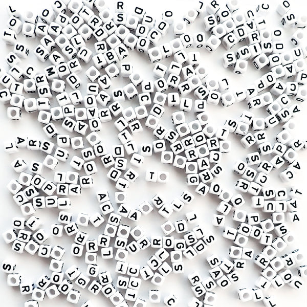 8mm White Acrylic Alphabet Beads – 100pcs Mixed Letters Or 50pcs Vowels For DIY Jewelry Crafting