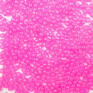 6 x 9mm plastic pony beads in pink glow