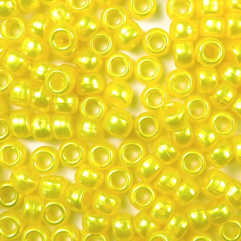 yellow pearl 6 x 9mm plastic pony beads in bulk