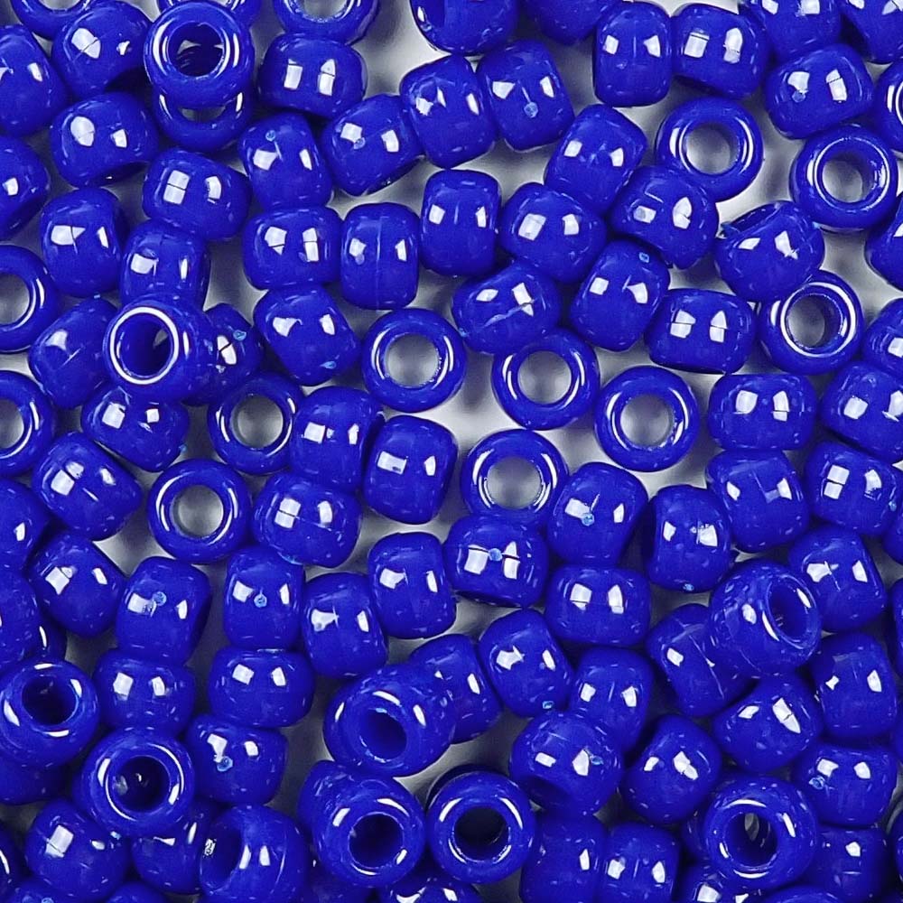 royal blue 6 x 9mm plastic pony beads in bulk