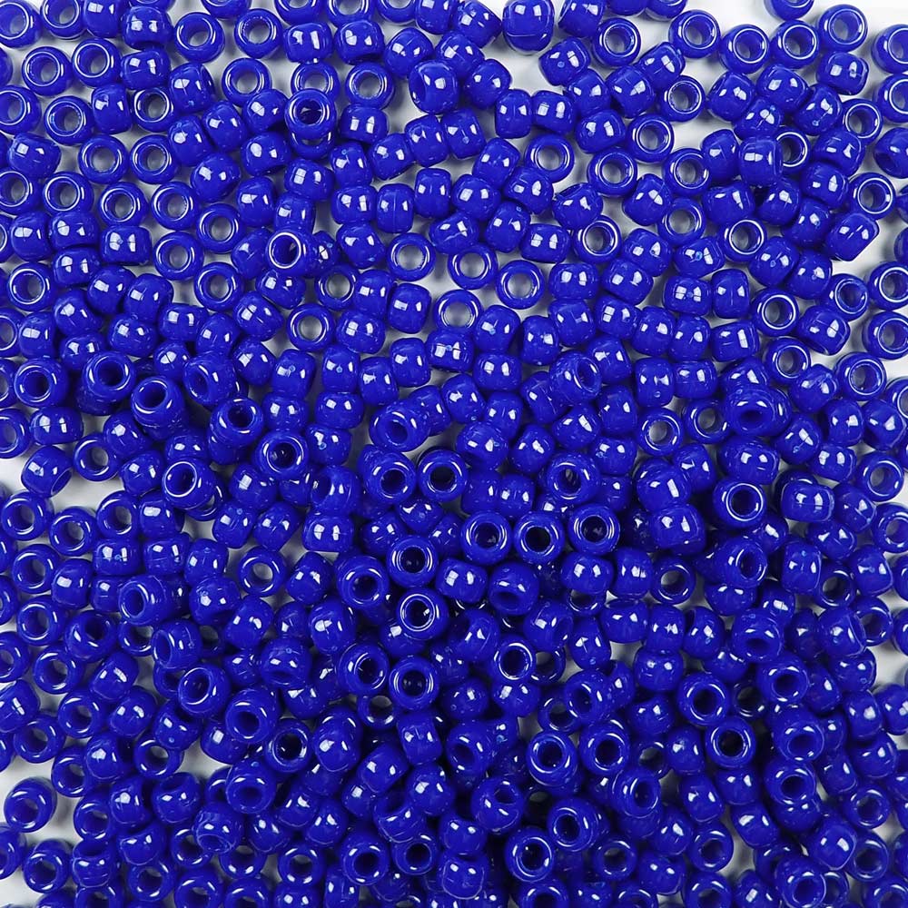 6 x 9mm plastic pony beads in royal blue