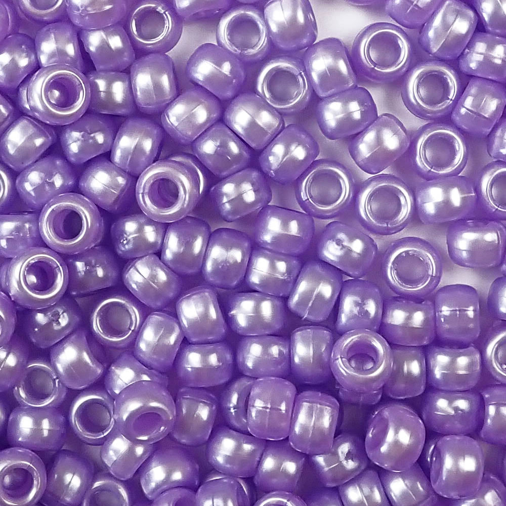 Light Purple Pearl Plastic Craft Pony Beads 6x9mm, 500 beads Bulk Pack -  Bead Bee
