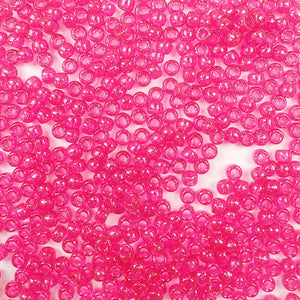 6 x 9mm plastic pony beads in hot pink glitter