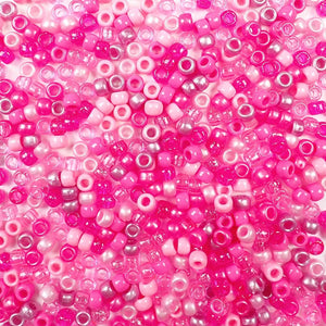 6 x 9mm Plastic Pony Beads of different pink colors