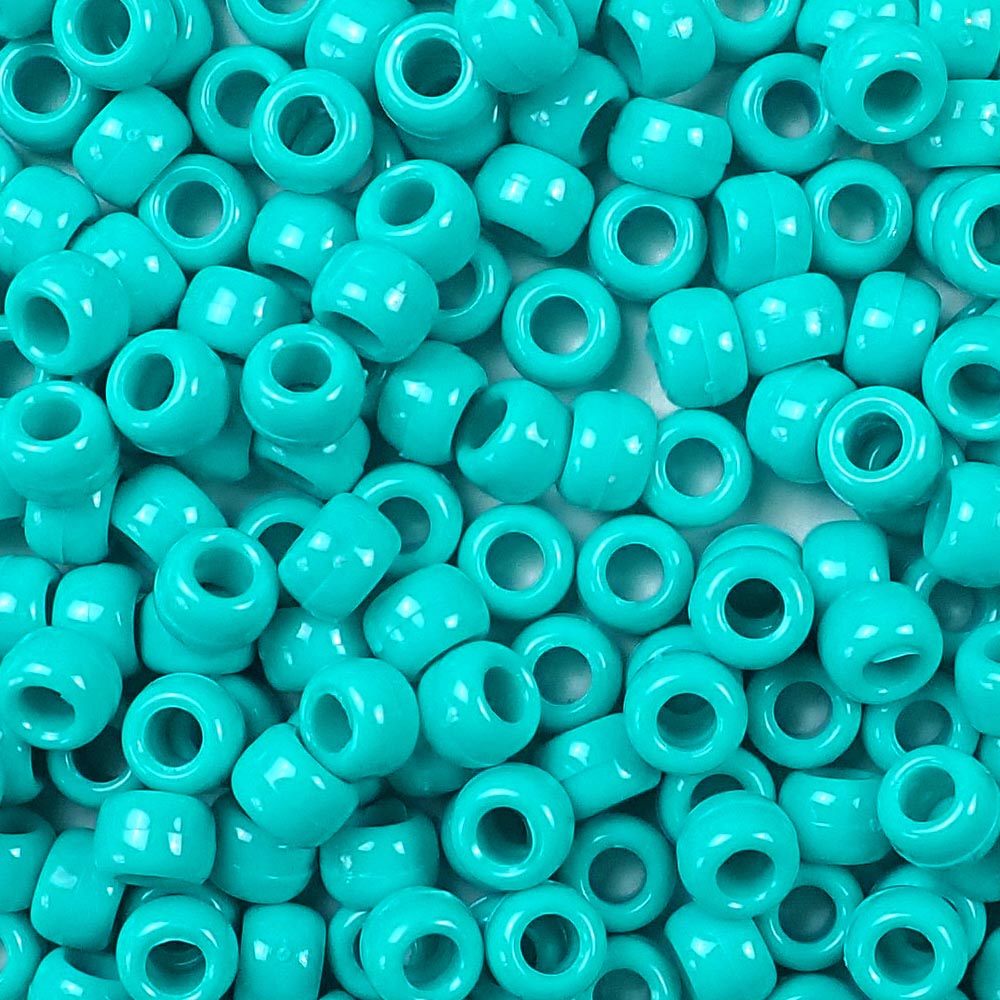 Light Turquoise Plastic Craft Pony Beads 6x9mm, 500 beads Bulk - Bead Bee