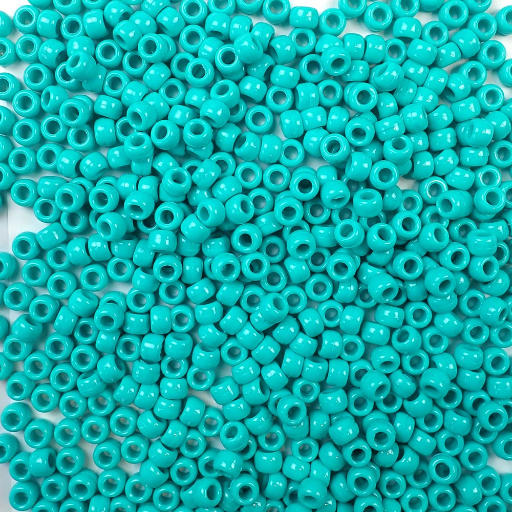 Turquoise Transparent Plastic Craft Pony Beads 6x9mm, 500 beads