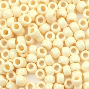 Ivory Plastic Pony Beads 6 x 9mm, 500 beads