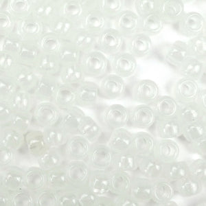 White Glow in Dark Plastic Pony Beads 6 x 9mm, 500 beads