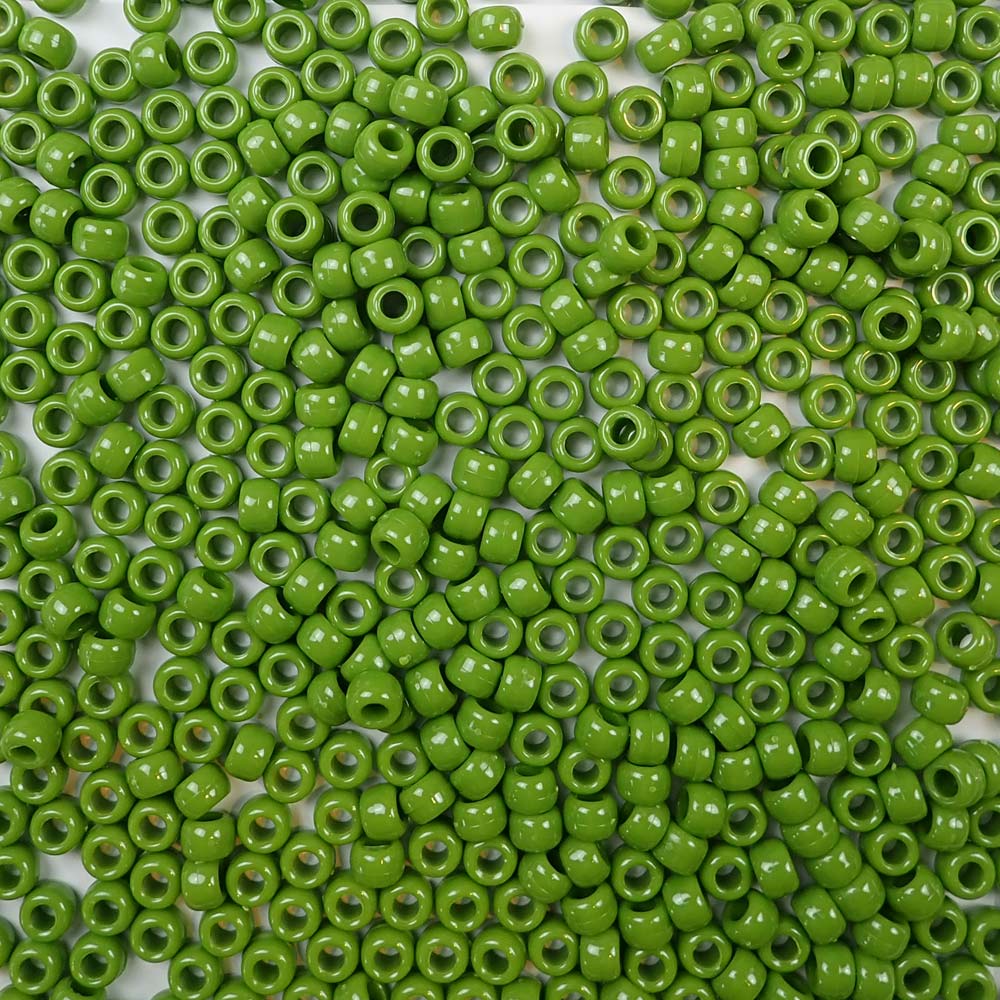 olive green 6 x 9mm plastic pony beads in bulk