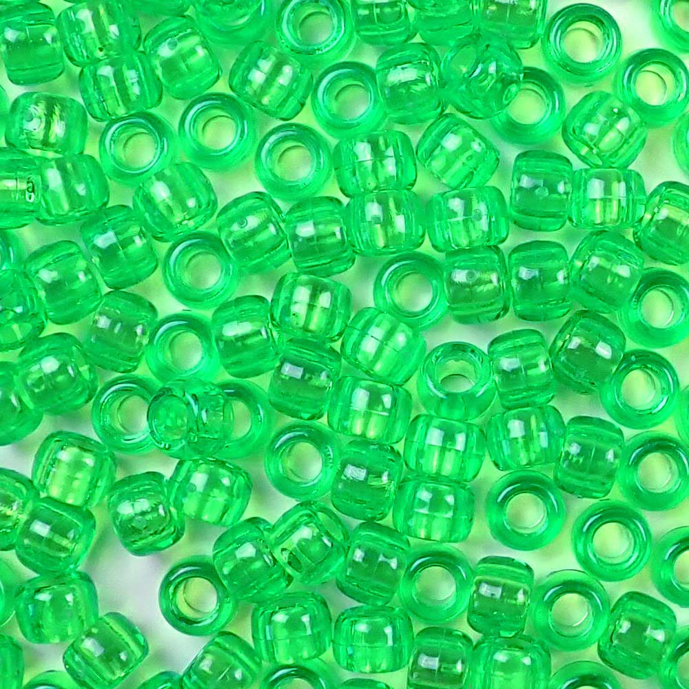 transparent mint green 6 x 9mm plastic pony beads