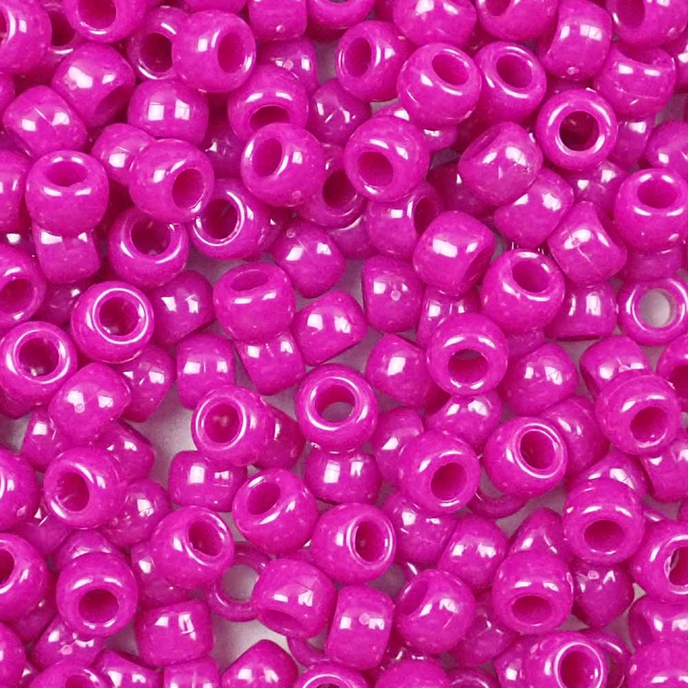mulberry dark pink 6 x 9mm plastic pony beads