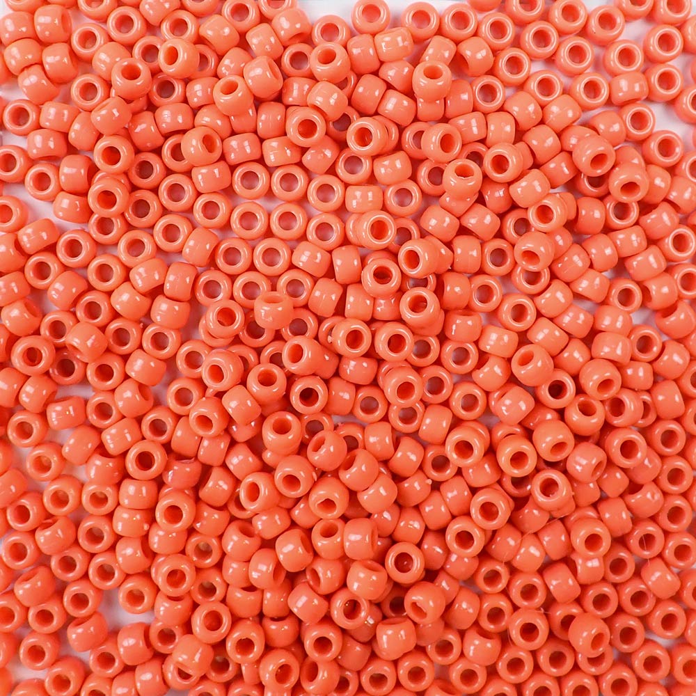 6 x 9mm plastic pony beads in coral