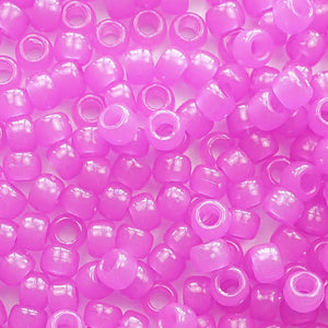 Light Purple Glow Plastic Pony Beads 6 x 9mm, 500 beads
