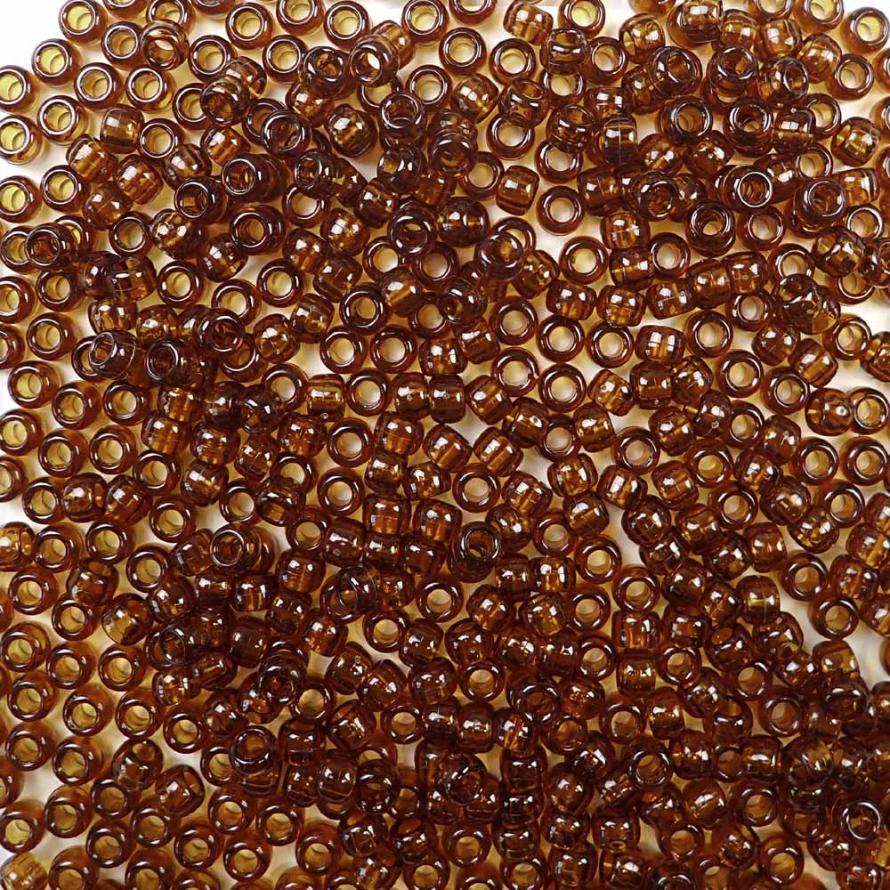 transparent root beer 6 x 9mm plastic pony beads in bulk