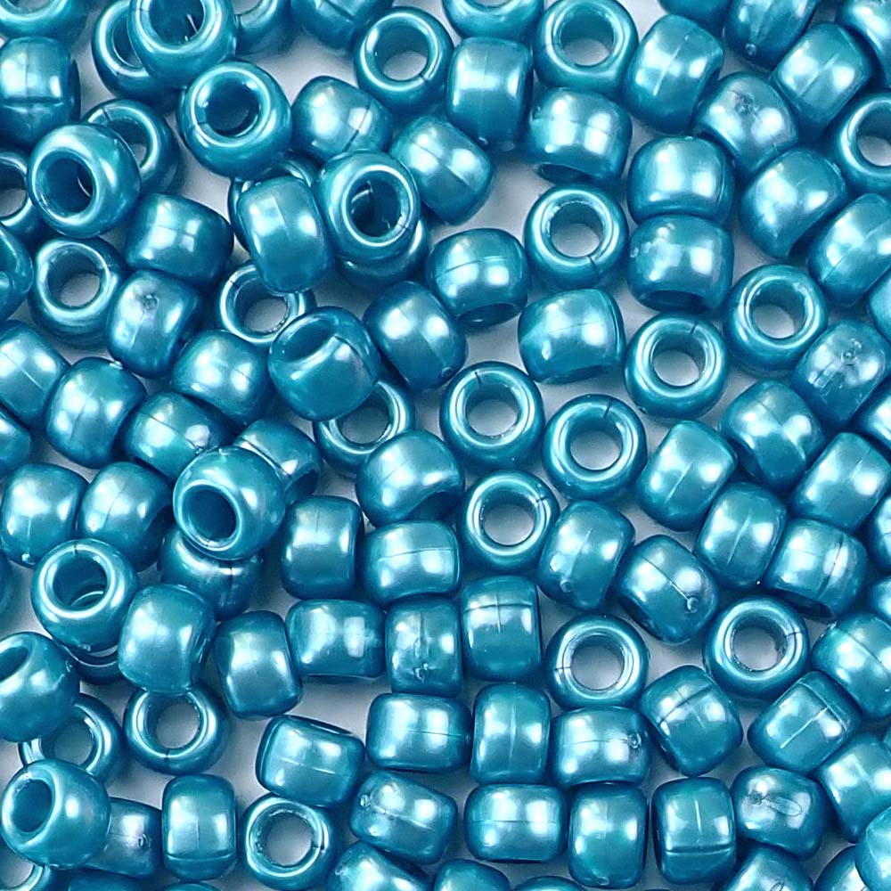 teal pearl 6 x 9mm plastic pony beads in bulk