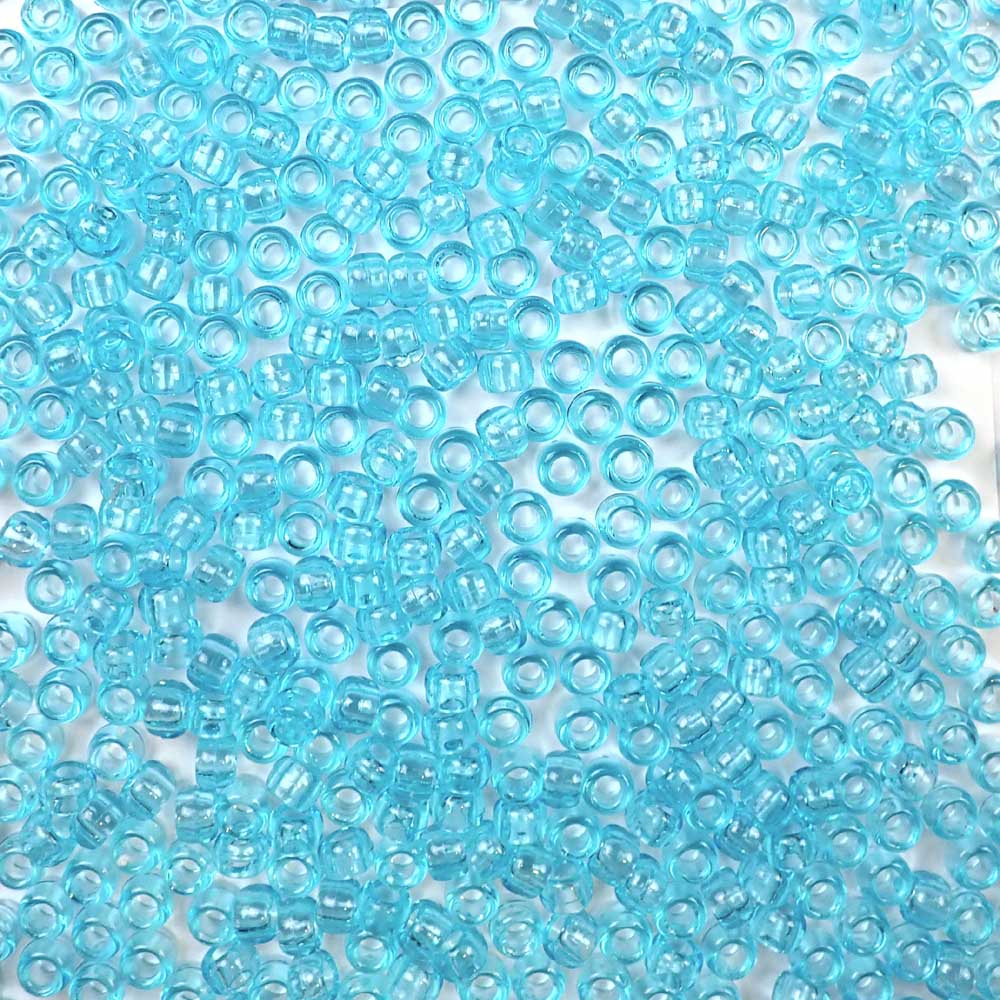 transparent light turquoise 6 x 9mm plastic pony beads in bulk