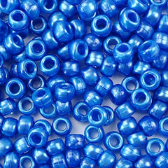 Sky Blue Pearl Plastic Craft Pony Beads 6x9mm, 500 beads Bulk Pack