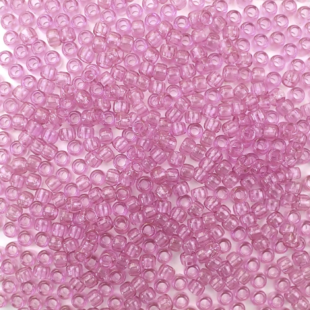 Medium Amethyst Purple Glitter Plastic Pony Beads 6 x 9mm, 500 beads