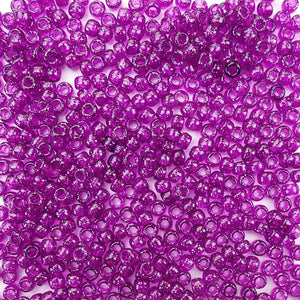 6 x 9mm plastic pony beads in purple glitter