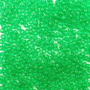 6 x 9mm plastic pony beads in mint green glitter