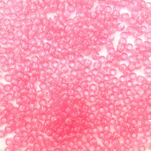6 x 9mm plastic pony beads in pink glitter