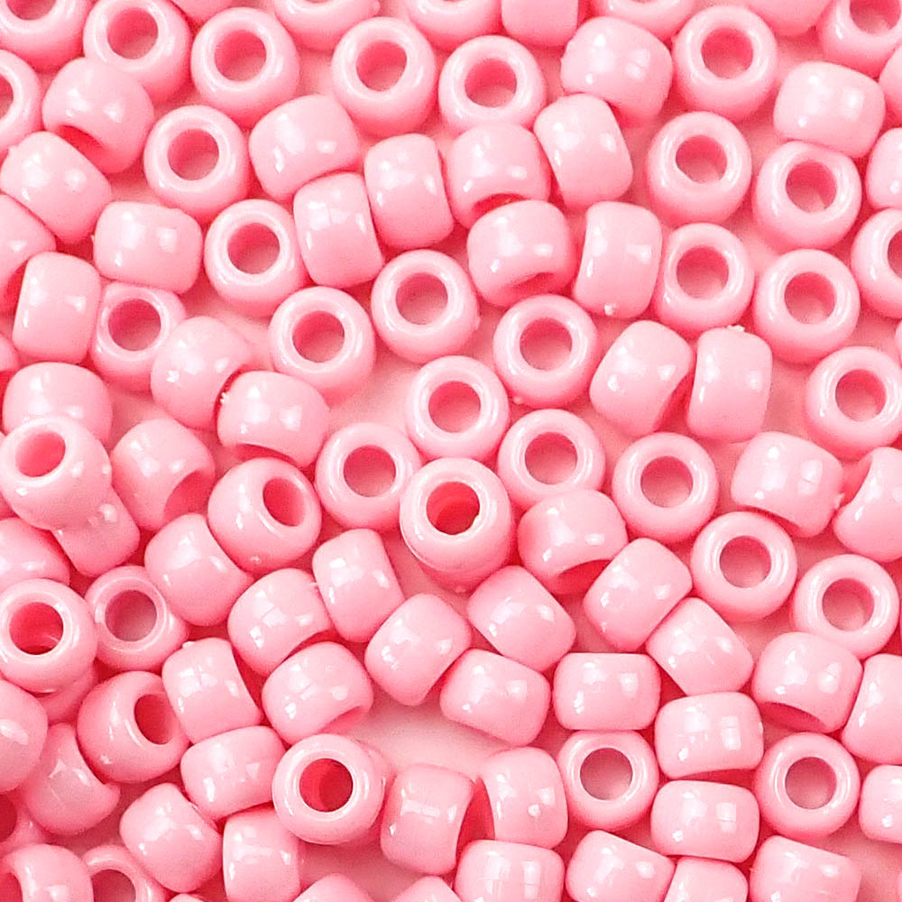 Pale Pink Plastic Craft Pony Beads 6x9mm Bulk Made In The USA Bead Bee Pale pink plastic craft pony beads 6x9mm bulk made in the usa bead bee