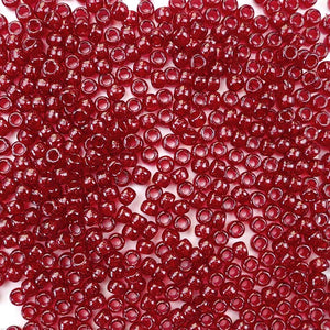 6 x 9mm plastic pony beads in dark ruby glitter