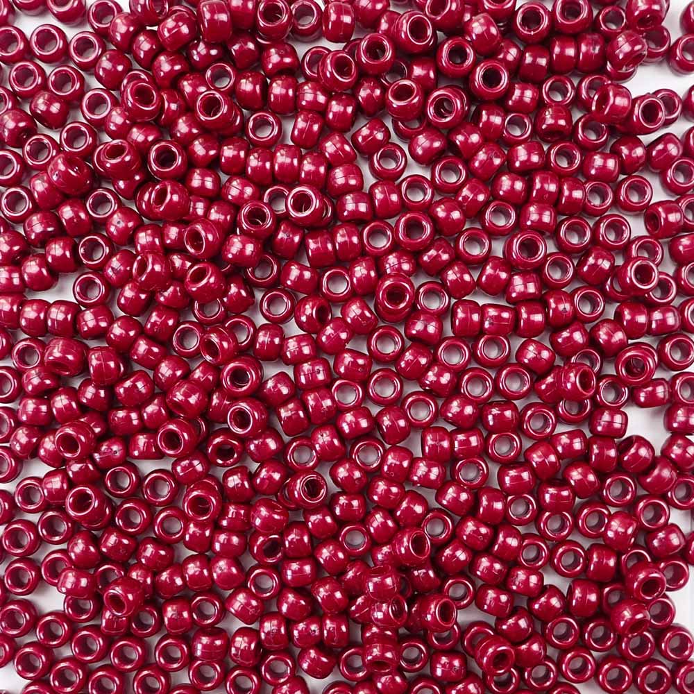 dark cranberry pearl 6 x 9mm plastic pony beads in bulk