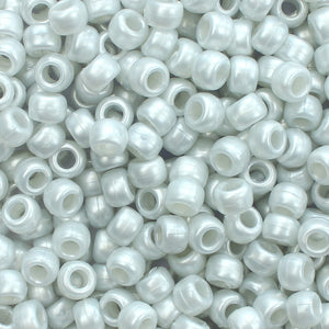 Pale Silver Gray Pearl Plastic Pony Beads 6 x 9mm, 500 beads