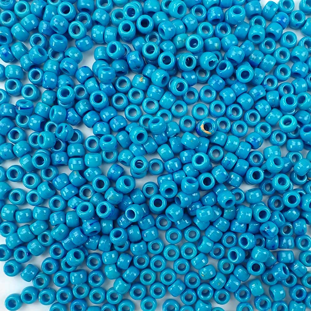 Western Turquoise Plastic Pony Beads. Size 6 x 9 mm. Craft Beads. Made in the USA.
