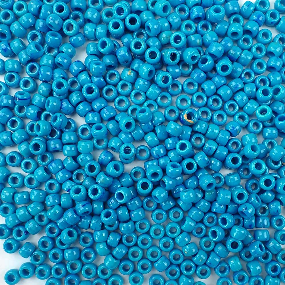 western turquoise 6 x 9mm plastic pony beads in bulk