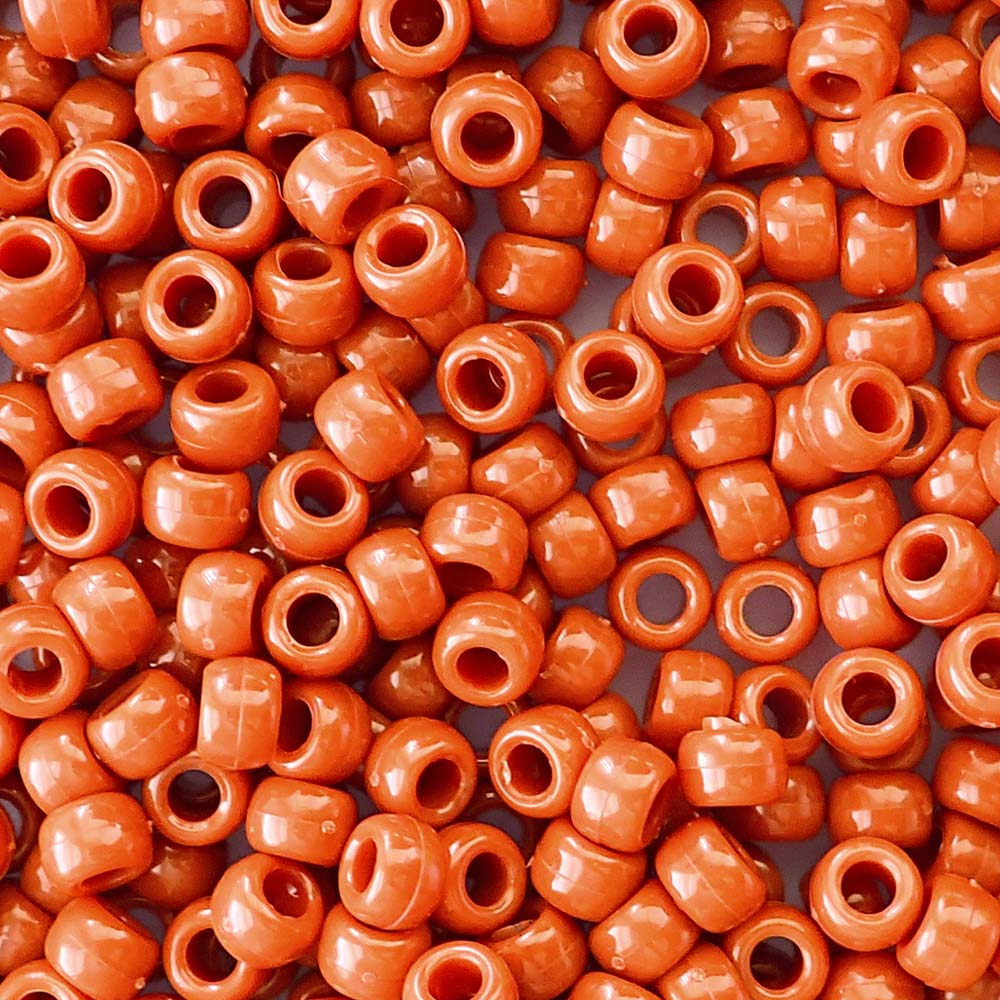 Terra Cotta Plastic Pony Beads 6 x 9mm, 500 beads