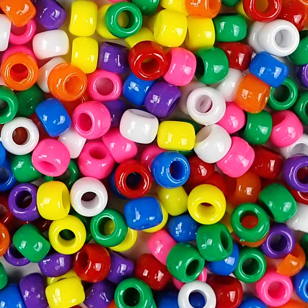 Rainbow Sprinkles Mix Craft Pony Beads 6 x 9mm Bulk, USA Made - Bead Bee