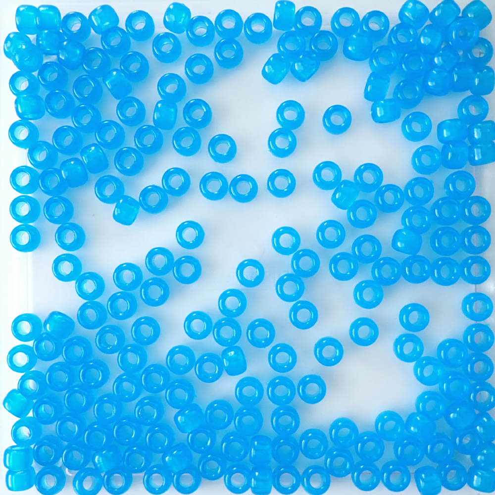 Cloudy Blue Plastic Pony Beads. Size 6 x 9 mm. Craft Beads. Made in the USA.