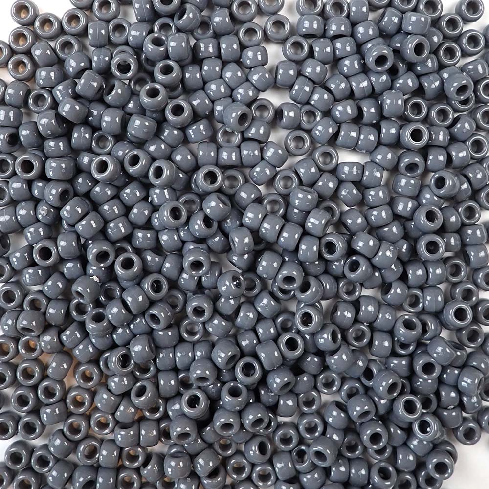dark gray 6 x 9mm plastic pony beads in bulk