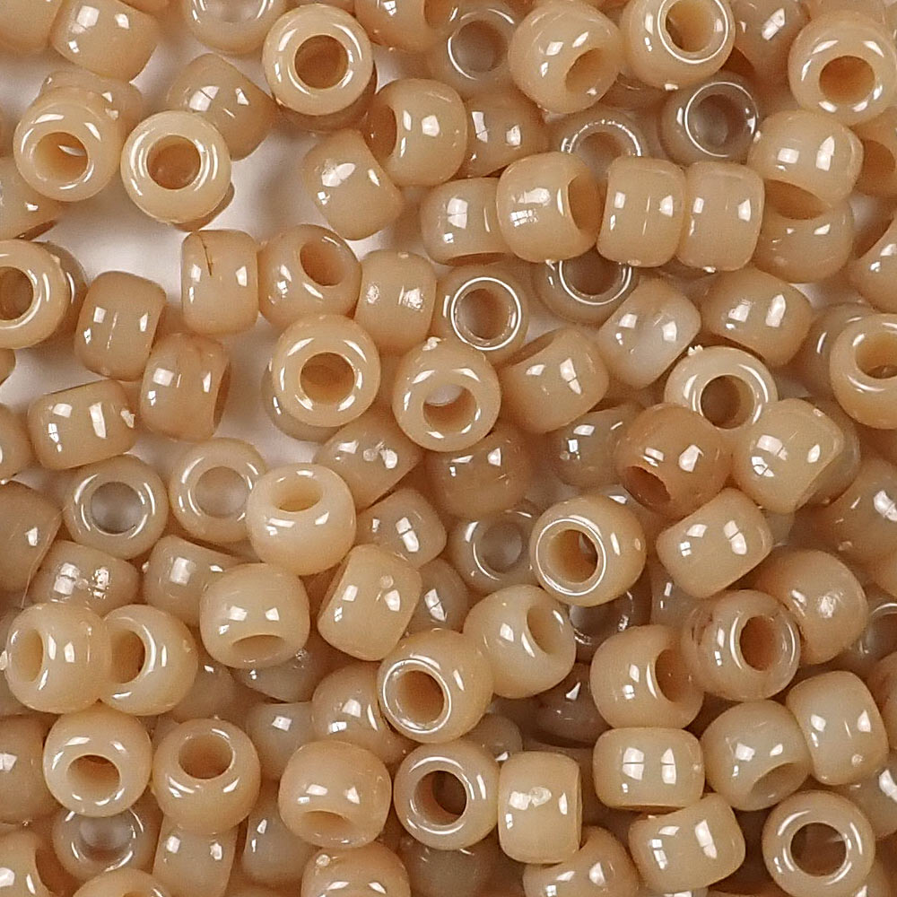 Antique Bone Marbled Plastic Pony Beads. Size 6 x 9 mm. Craft Beads. Made in the USA.