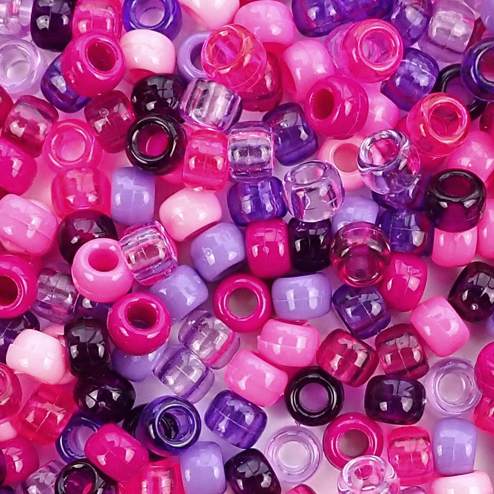Berry Medley Mix Plastic Pony Beads 6 x 9mm, 500 beads